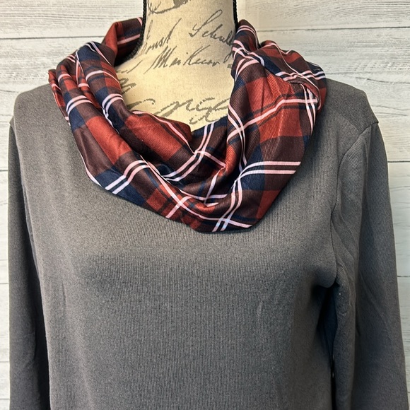 NWT Alaster Queen Woman’s Long Sleeve Plaid Cowl Neck Tunic Dress - Picture 7 of 9